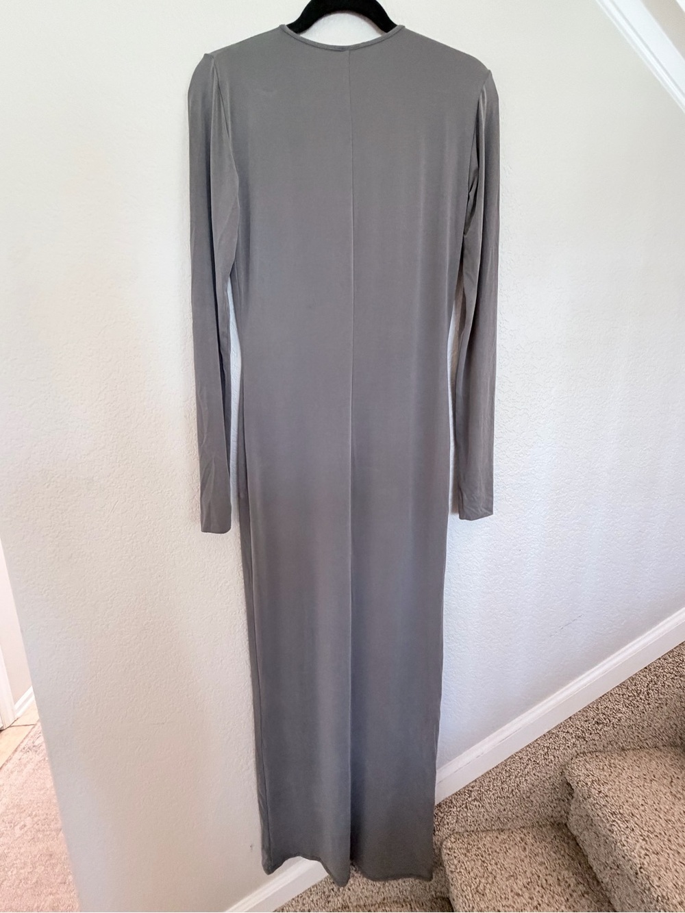 SKIMS Long Sleeve Maxi Dress in Charcoal Gray - Picture 8 of 12
